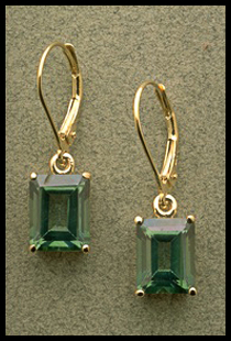 Emerald Cut Earring with Green Quartz