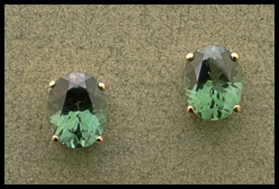 Oval Cut Stud Earring with Green Quartz