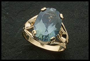 Oval Deco Design Ring with Blue Spinel Stone